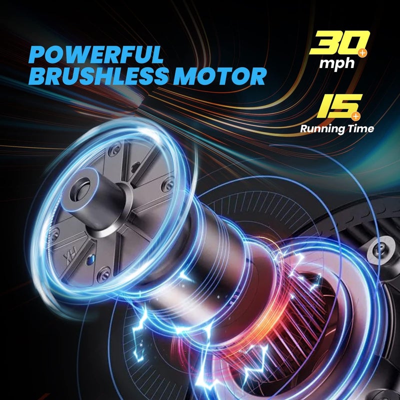 DEERC 16 inch Fast Brushless RC Boat, 30+mph, Self-righting Remote Control Racing Speed Boat, 2.4Ghz Water Toy for Lakes & Pools Summer Toys Gift for Adults, Kids & Boys - Image 2